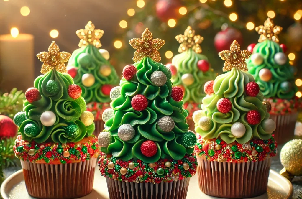 Petits sapins de Noël en cupcakes