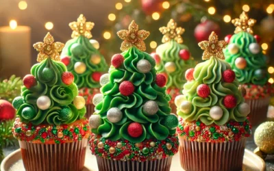 Petits sapins de Noël en cupcakes