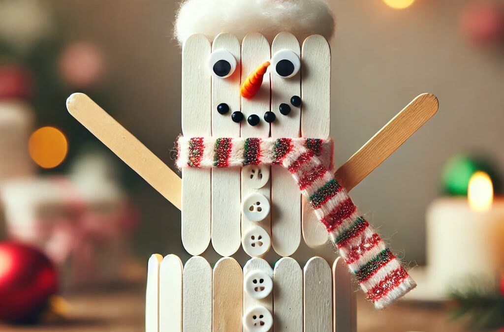 Bricolage de Noël : Bonhomme de neige en bâtonnets