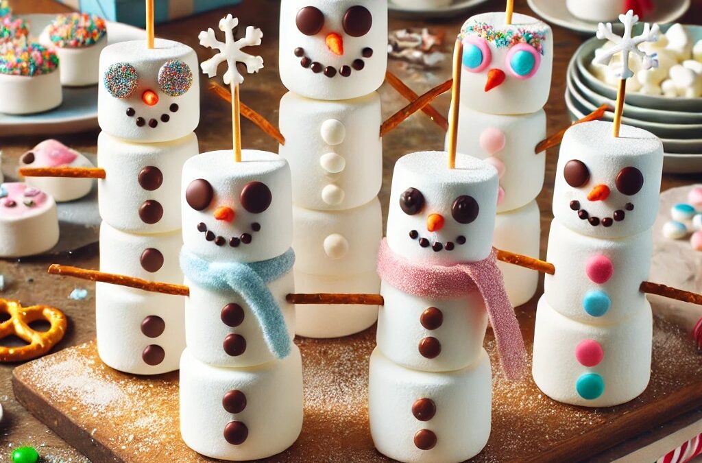 Bonshommes de neige en marshmallows : recette festive